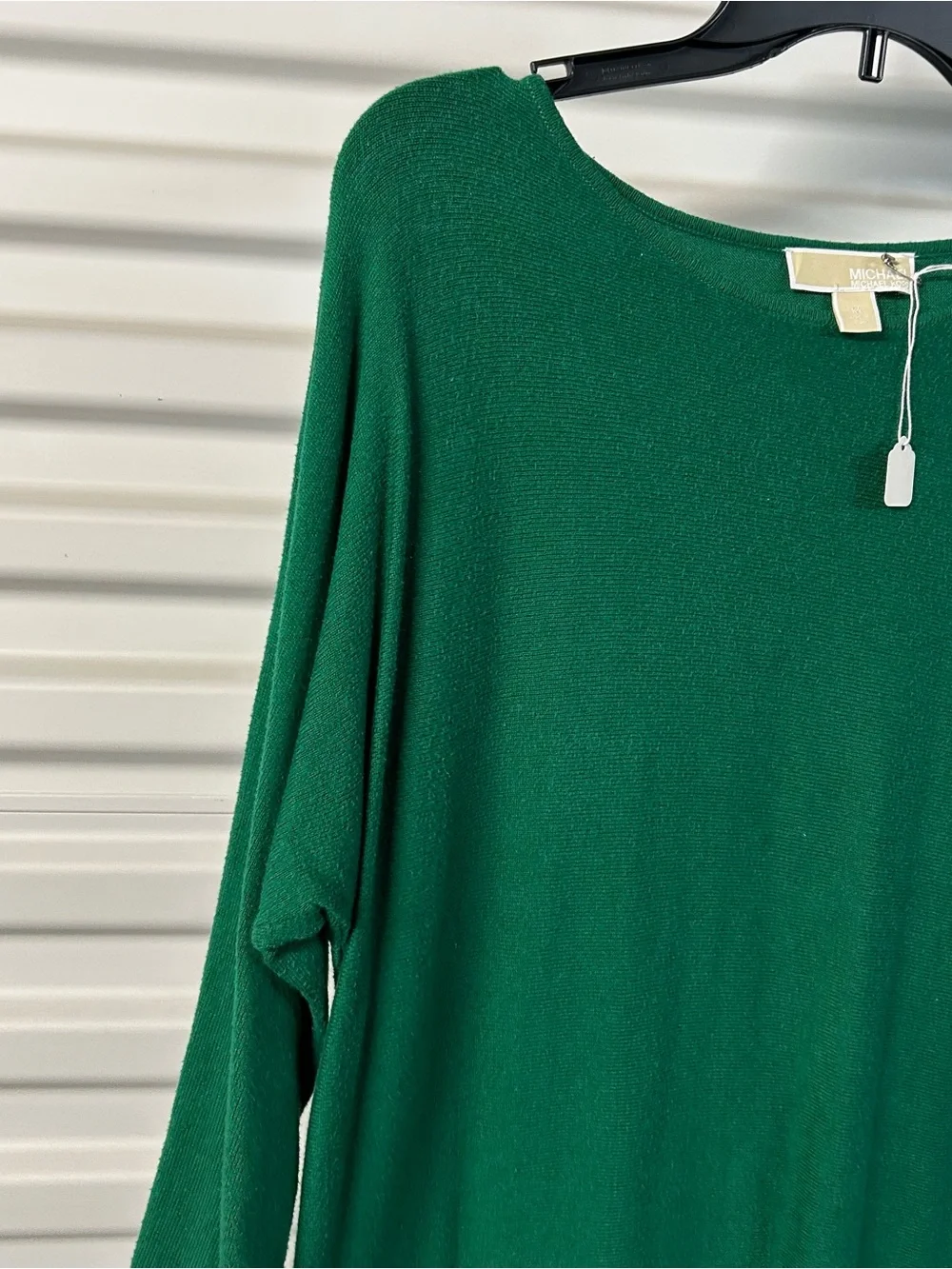 Michael Kors Emerald Green Long Sleeve Crew Neck Top